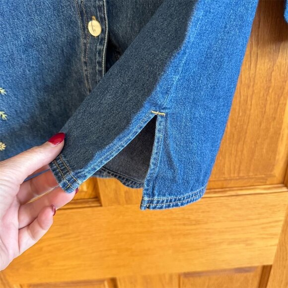 Susan Bristol Women's Embroidered Denim Shirt Jacket Blue Size S Vintage - Picture 5 of 6